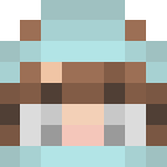 Brown hair cyan hoodie girl